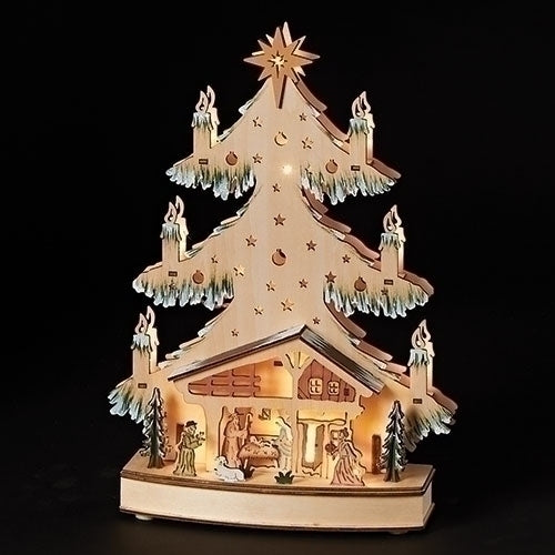 14"H LIGHTED NATIVITY SCENE IN