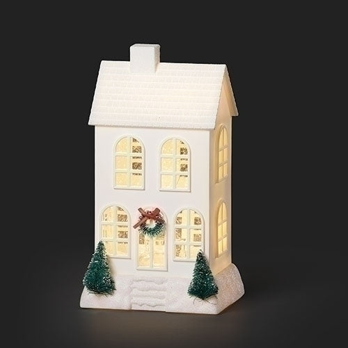 10"H LIGHTED SWIRL WHITE HOUSE