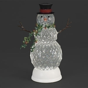 11"H LIGHTED SWIRL SNOWMAN