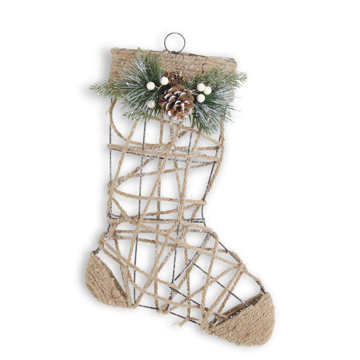 Wire Jute Stocking w/Pine Sprig