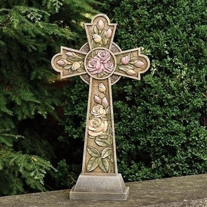 26"H GARDEN CROSS WITH ROSES