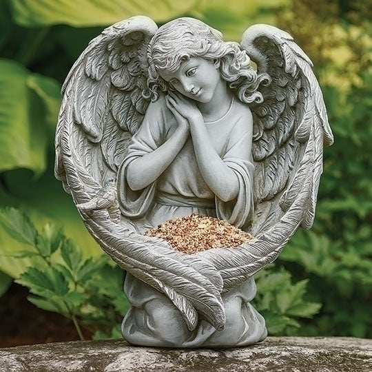 13"H KNEELING ANGEL BIRDFEEDER