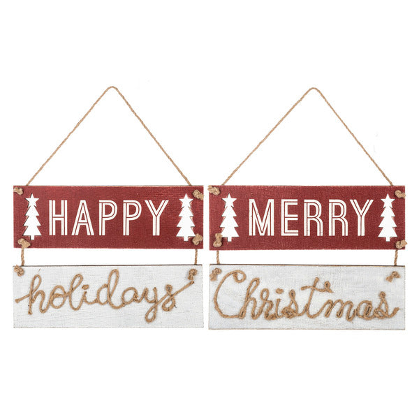 Xmas Plank Sign in Red/White