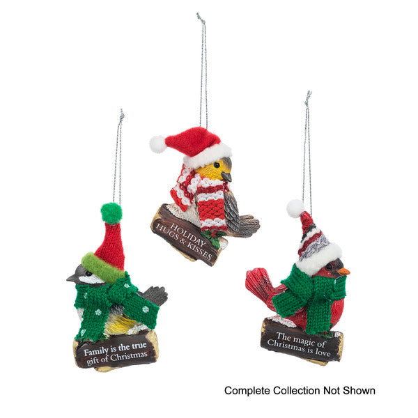 Cozy Bird PolyResin Ornaments