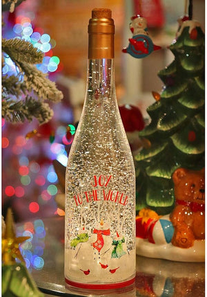 Lighted Wine Bottle Swirling WaterGlobe - 12.5"