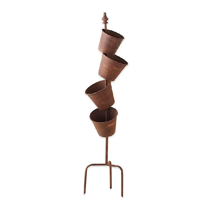 5 Rusty Metal Bucket Yard Stake