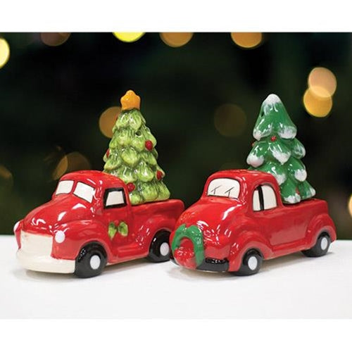 Red Truck & Christmas Tree Salt & Pepper Shakers