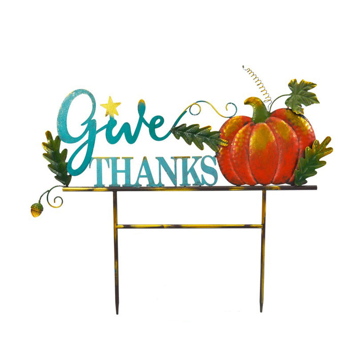Metal Give Thanks Yard Sign