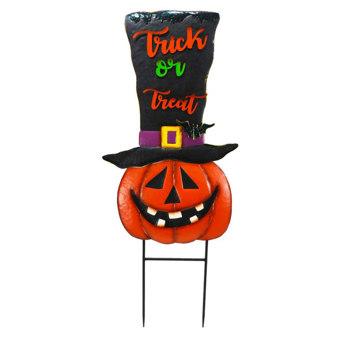 Metal Pumpkin Face Yard Sign
