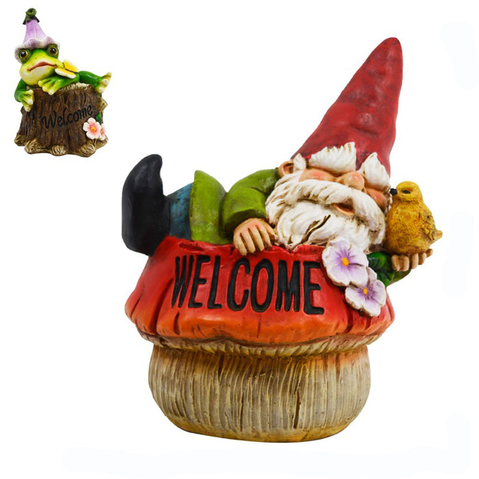 Asst Poly Gnome/ Frog Decor