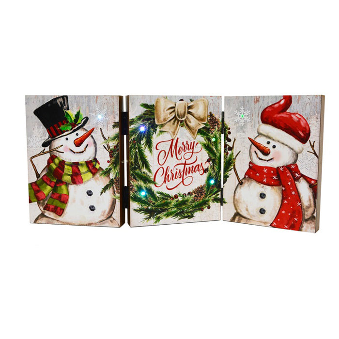 Light Trifold Snowman Wreath MC