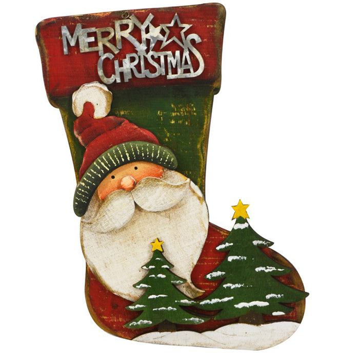 Red Wood Santa Stocking