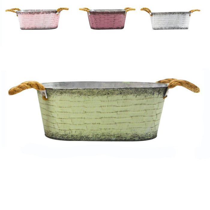 Asst Oval Metal Planter
